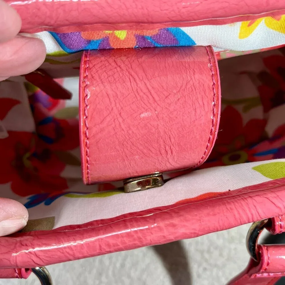 Liz Claiborne Purse Salmon Pink trim Cornhusk Straw Body Magnetic New With Tags